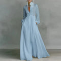 Maxi Shirt Dress Woman Elegant High Waist Solid Party Dress Spring Long Sleeve Loose LADYLYS
