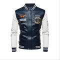 Men's Slim-Fit PU Leather Moto Jacket – Zip-Up, Wool-Lined, Multi-Color