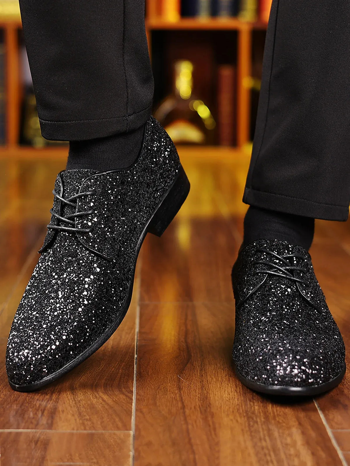 Men's Sequin Lace-Up Oxford Dress Shoes