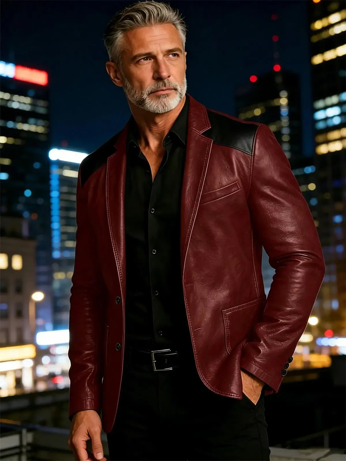Men's Croc-Embossed Faux Leather Slim-Fit Blazer