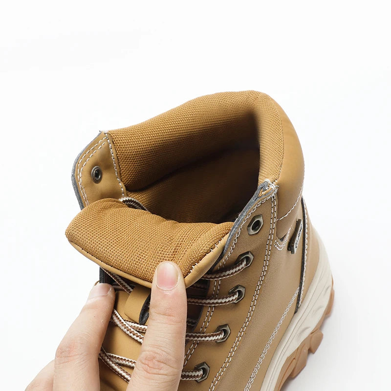 Men's Retro PU Leather Ankle Boots – Lace-Up Cowboy-Style Snow Boots with Optional Fur Lining