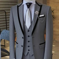 Men's Solid-Colour Three-Piece Suit Set