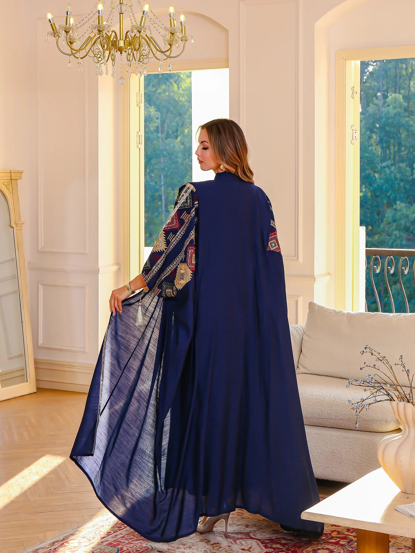 Luxury Embroidered Abaya Two-Piece Set Muslim Women's Dubai Evening Gown Kaftan Dress LADYLYS