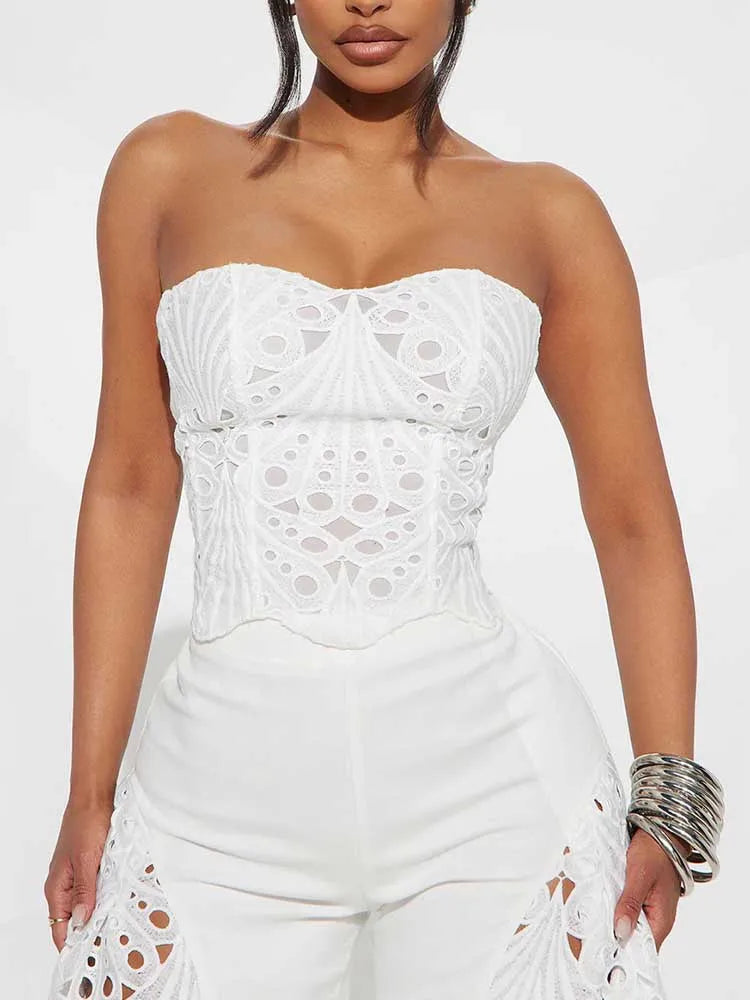 Elegant V-Neck Lace 2-Piece Set – Sexy Spaghetti Strap, Women's Evening Outfit