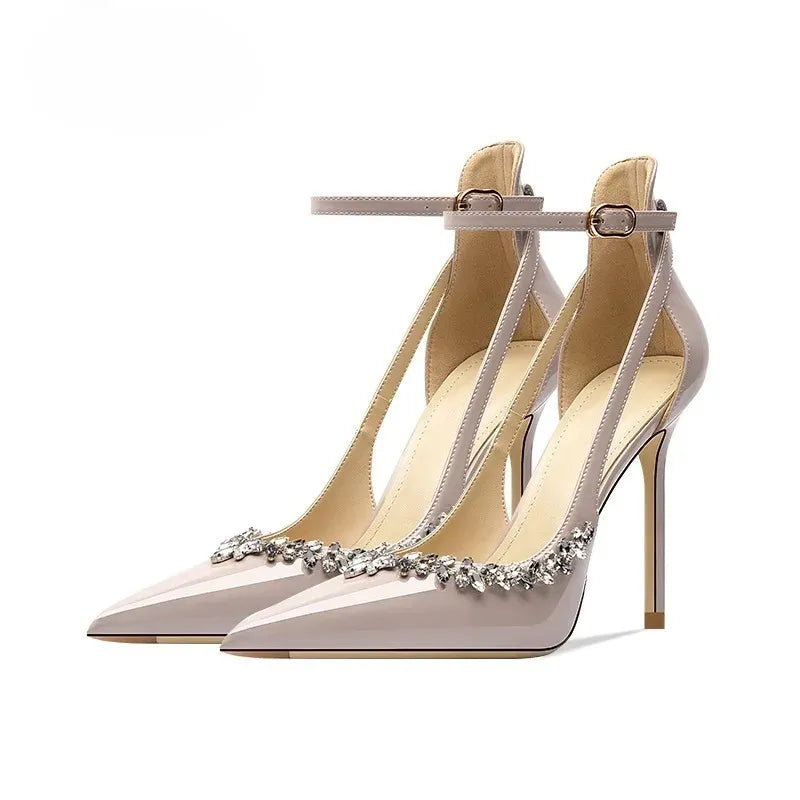 Women's Pointed-Toe Slingback Heels with Buckle Strap