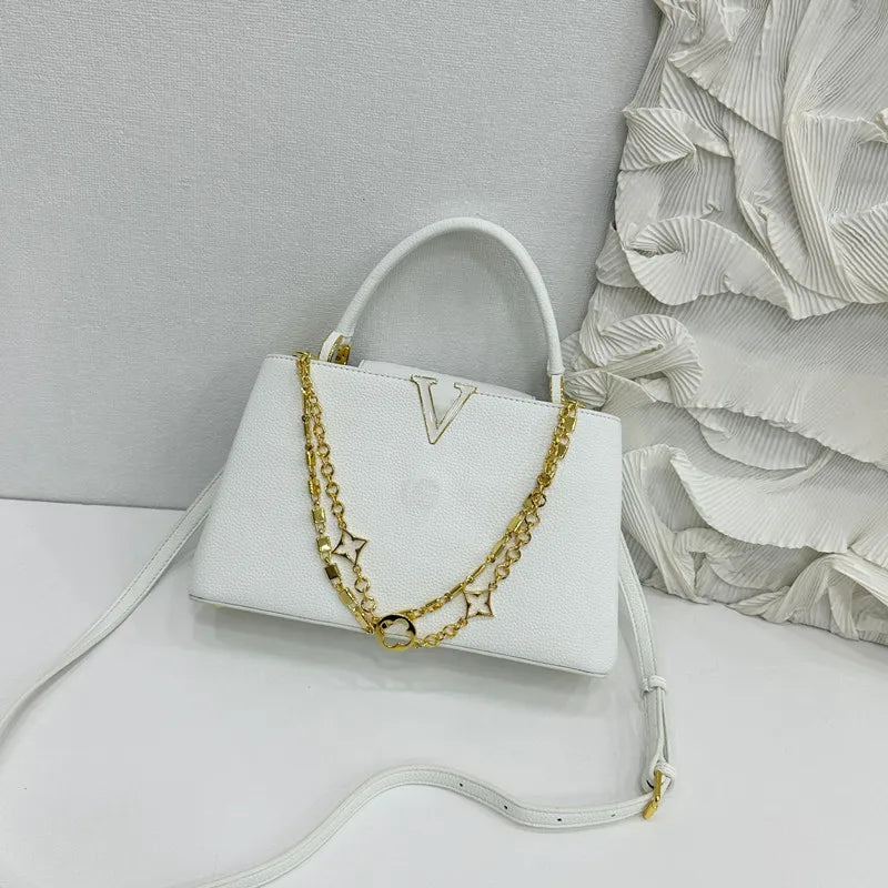 Luxury High-grade Women V-Shape Metal Chain Handbag LADYLYS