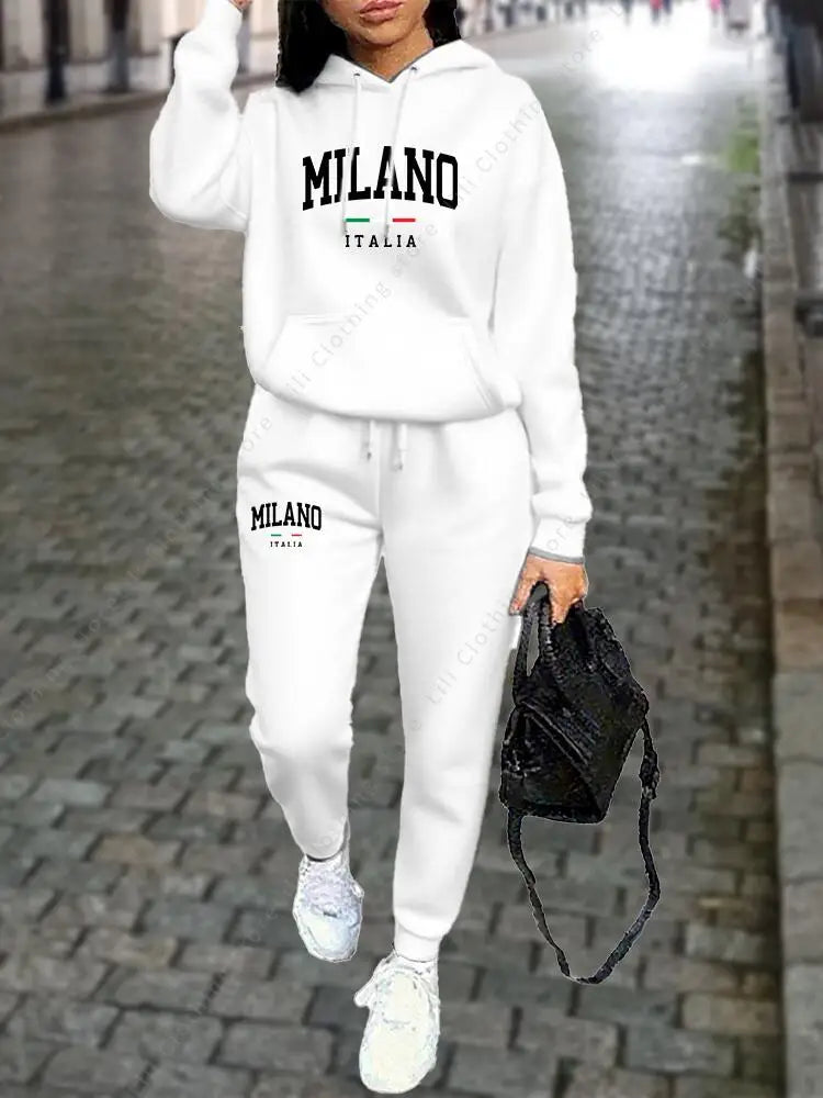MILANO Women's Premium Hoodie & Sweatpant Tracksuit — 2-Piece Autumn Winter Outfit