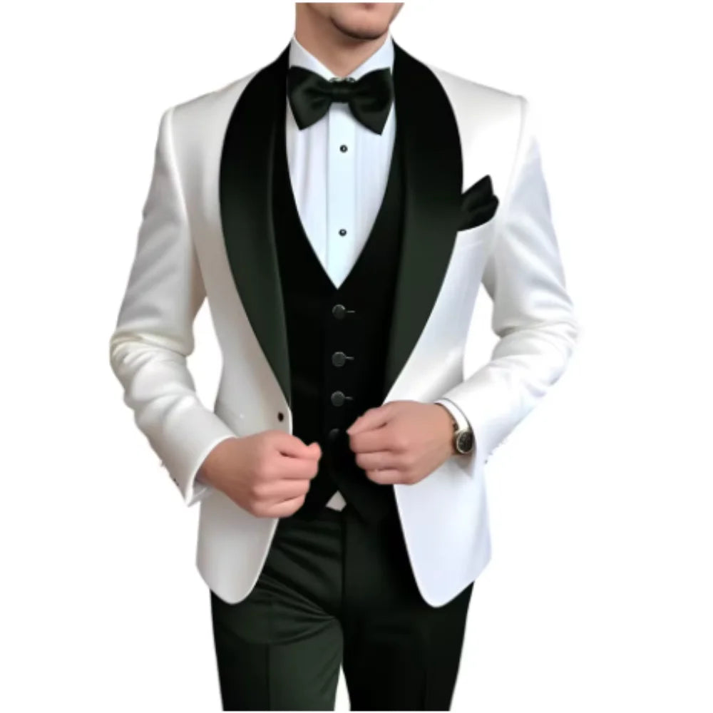 3-Piece Tuxedo with Scarf Lapel Smoking Suit LADYLYS