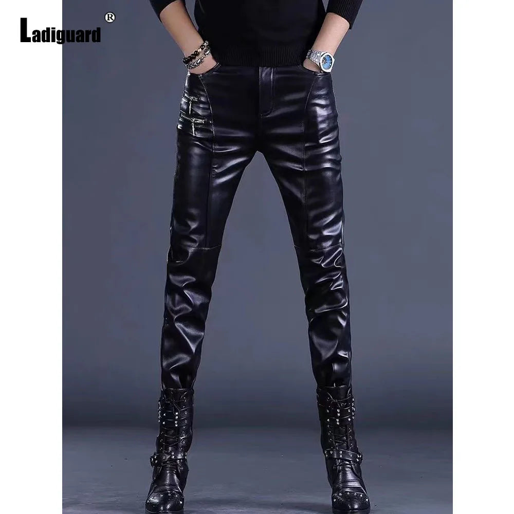 Men's Faux Leather Pencil Pants