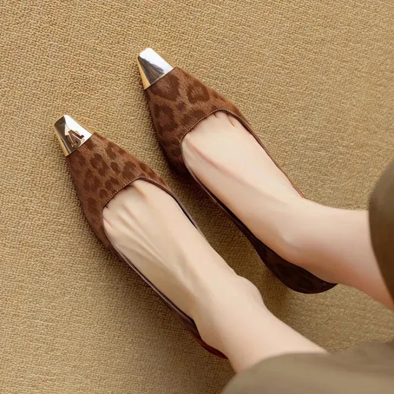 Elegant French Style High Heels – Leopard Print, Low Cut, Evening Shoes