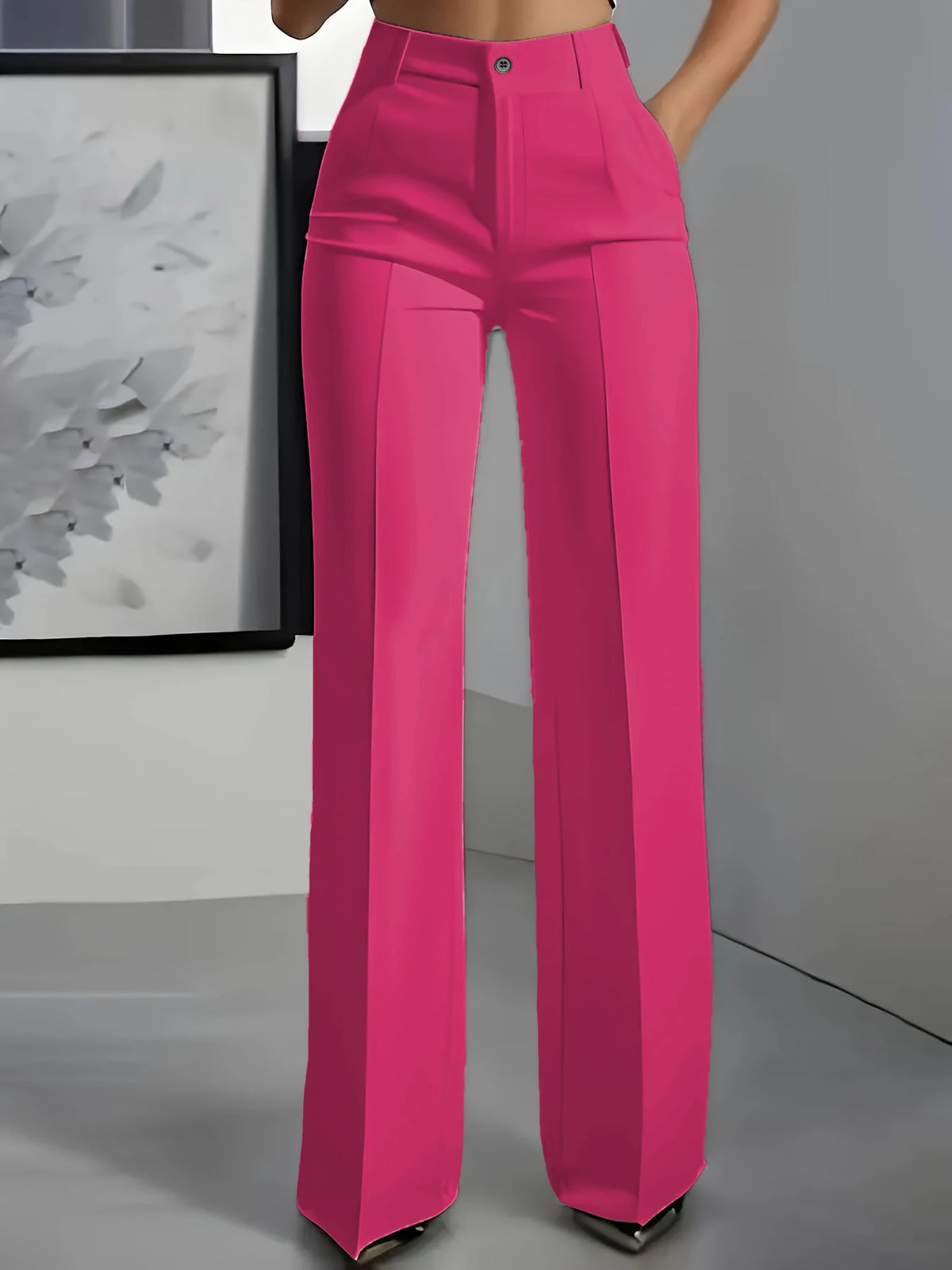 Women's High-Waisted Draped Straight-Cut Suit Trousers | Office & Workwear Fashion