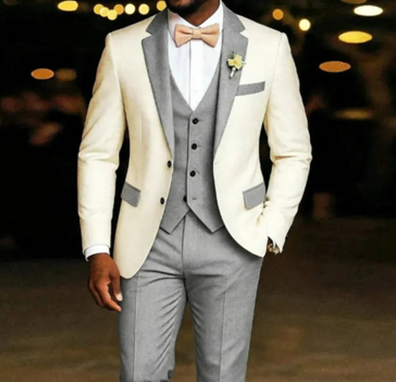 Men's 3-Piece Tuxedo Suit Set – Blazer, Vest & Trousers | Wedding & Prom