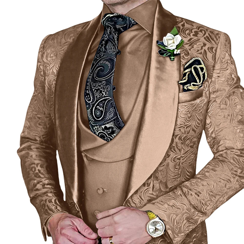 Elegant, high-quality 3-piece Jacquard suit set for men LADYLYS