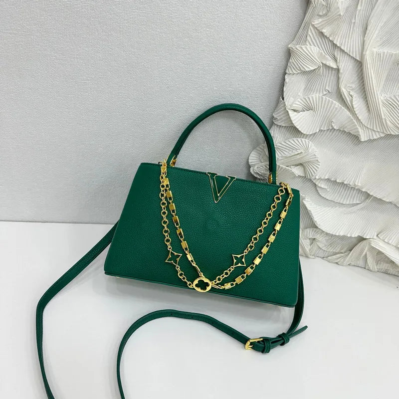 Luxury High-grade Women V-Shape Metal Chain Handbag LADYLYS