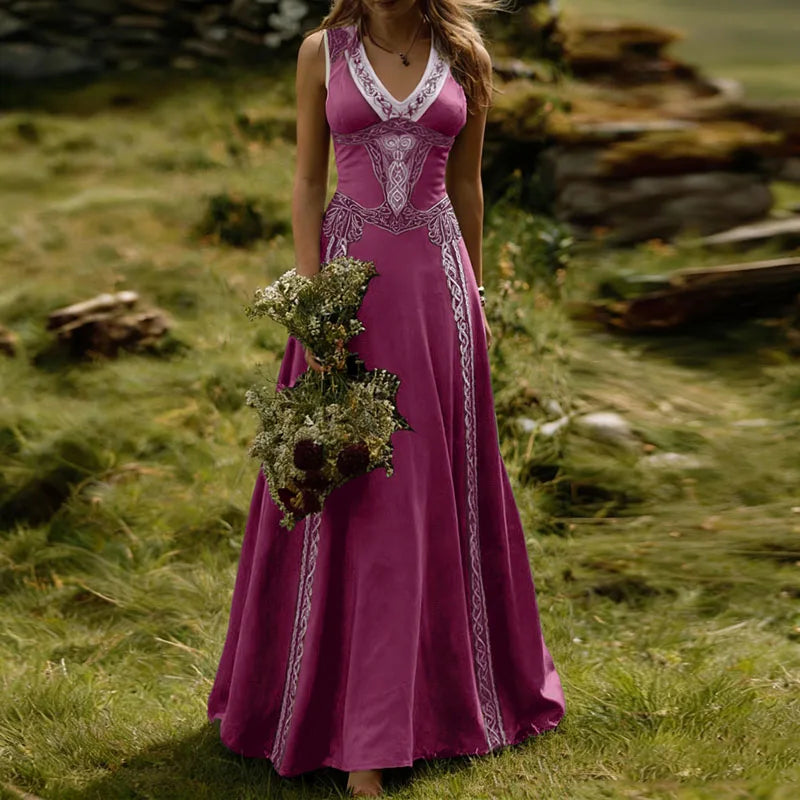 Ethnic summer Retro Print Swing Maxi Dress LADYLYS