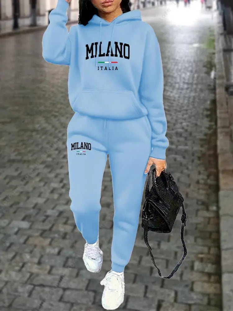 MILANO Women's Premium Hoodie & Sweatpant Tracksuit — 2-Piece Autumn Winter Outfit
