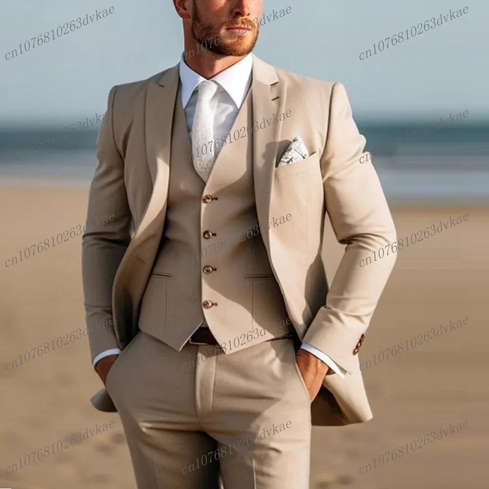 Business Male Tuxedos 3 Piece Set Jacket Vest Pants LADYLYS