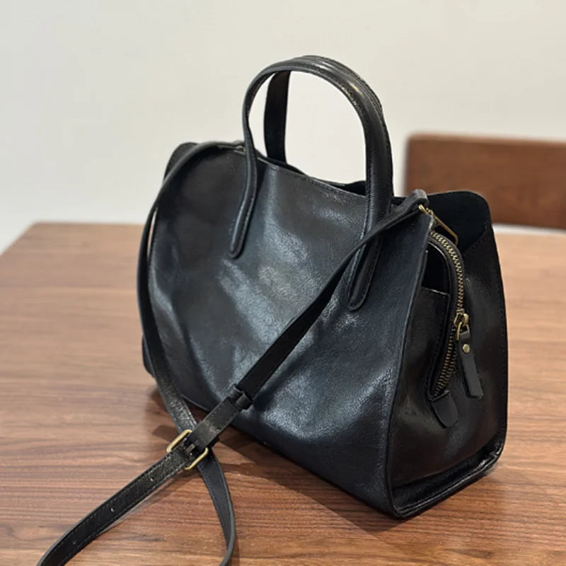 Genuine Leather Crossbody Bag for Women – Small Tote Handbag