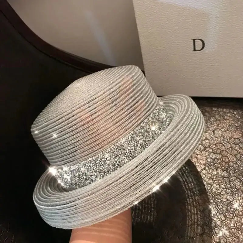 Bucket Hat Summer Hats for Women Fishing Hat Woolen Rhinestone Solid Color Basin Hat Leisure Outdoor Beach Sun Hat LADYLYS