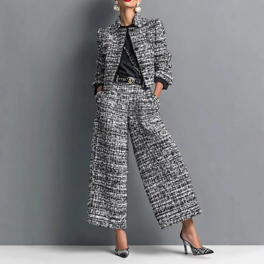 Women's 2-Piece Tie-Dye Set – Long Sleeve Short Jacket & Wide-Leg Pants