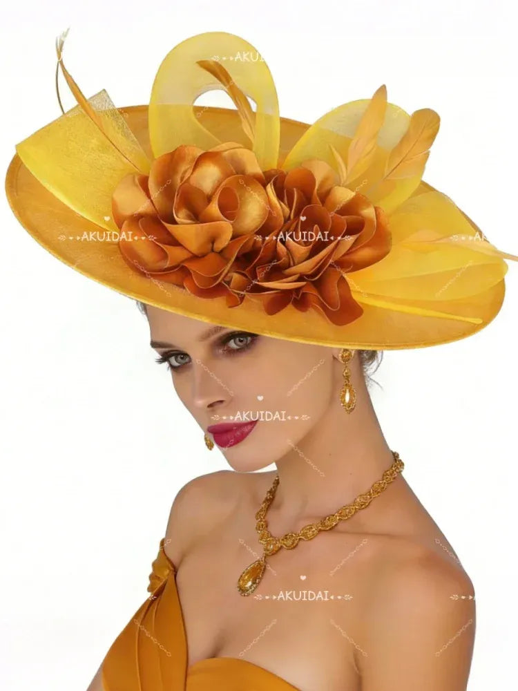 Women's Large Floral Fascinator Hat for Weddings