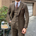 Men's Slim-Fit Herringbone Three-Piece Suit