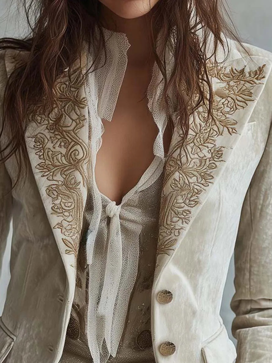 Women's Floral Bell-Sleeve Open Jacket