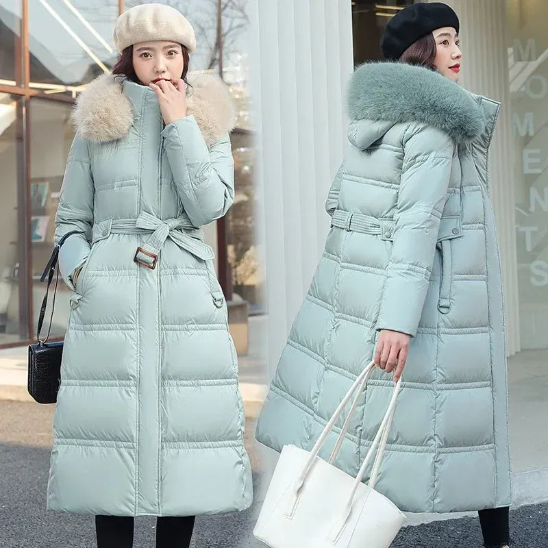 Women's Extra-Long Hooded Padded Parka