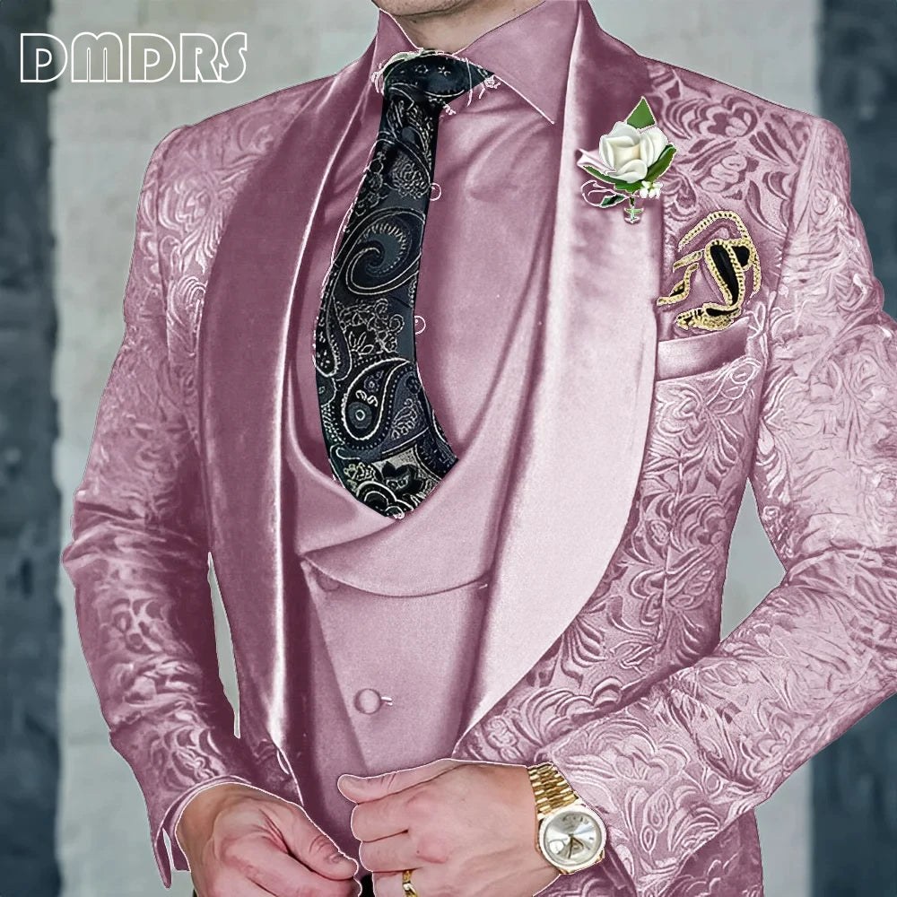 Elegant, high-quality 3-piece Jacquard suit set for men LADYLYS