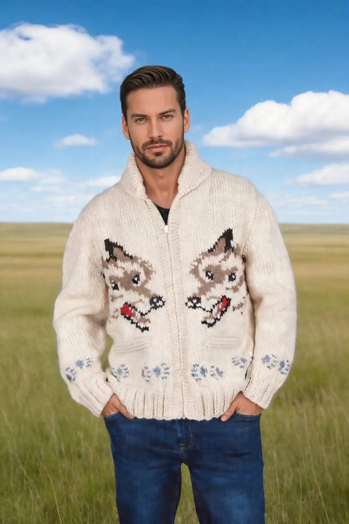 Men's Plaid Zip-Up Sweater Jacket