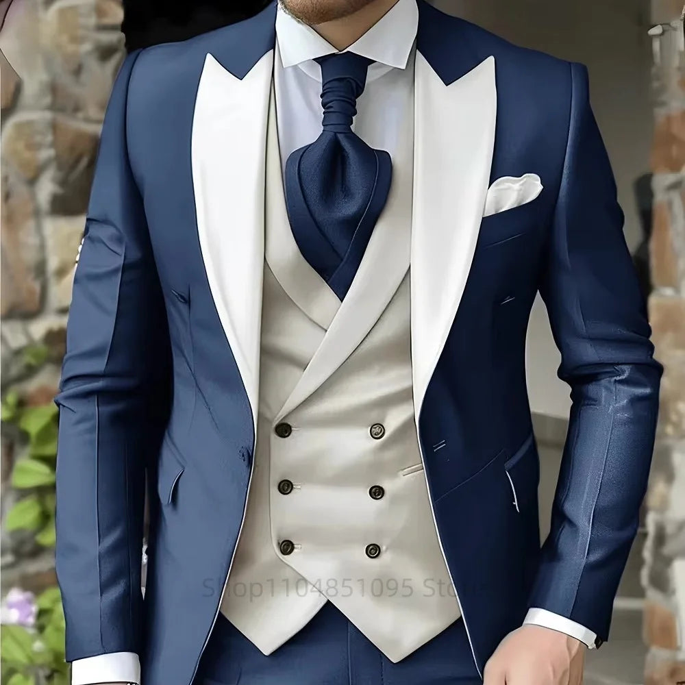 Elegant Peak Lapel Tuxedo 3-Piece Suit with Blazer Vest And Pants LADYLYS