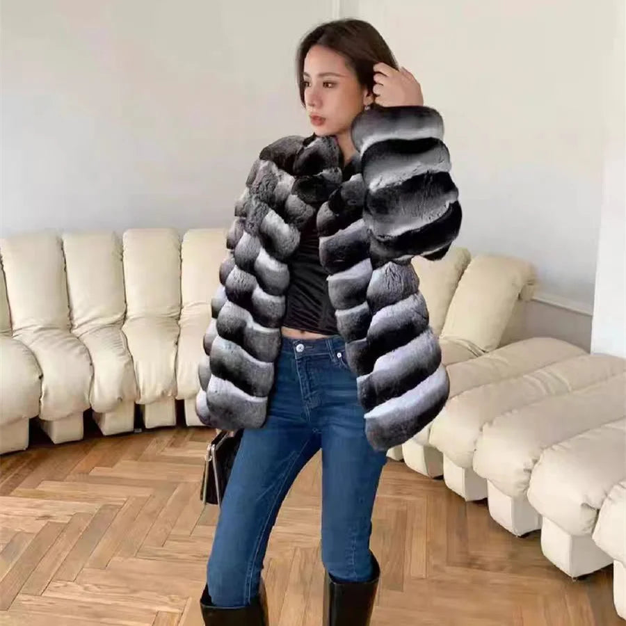 Women's Faux Chinchilla Fur Short Coat — Plush Splicing Outerwear