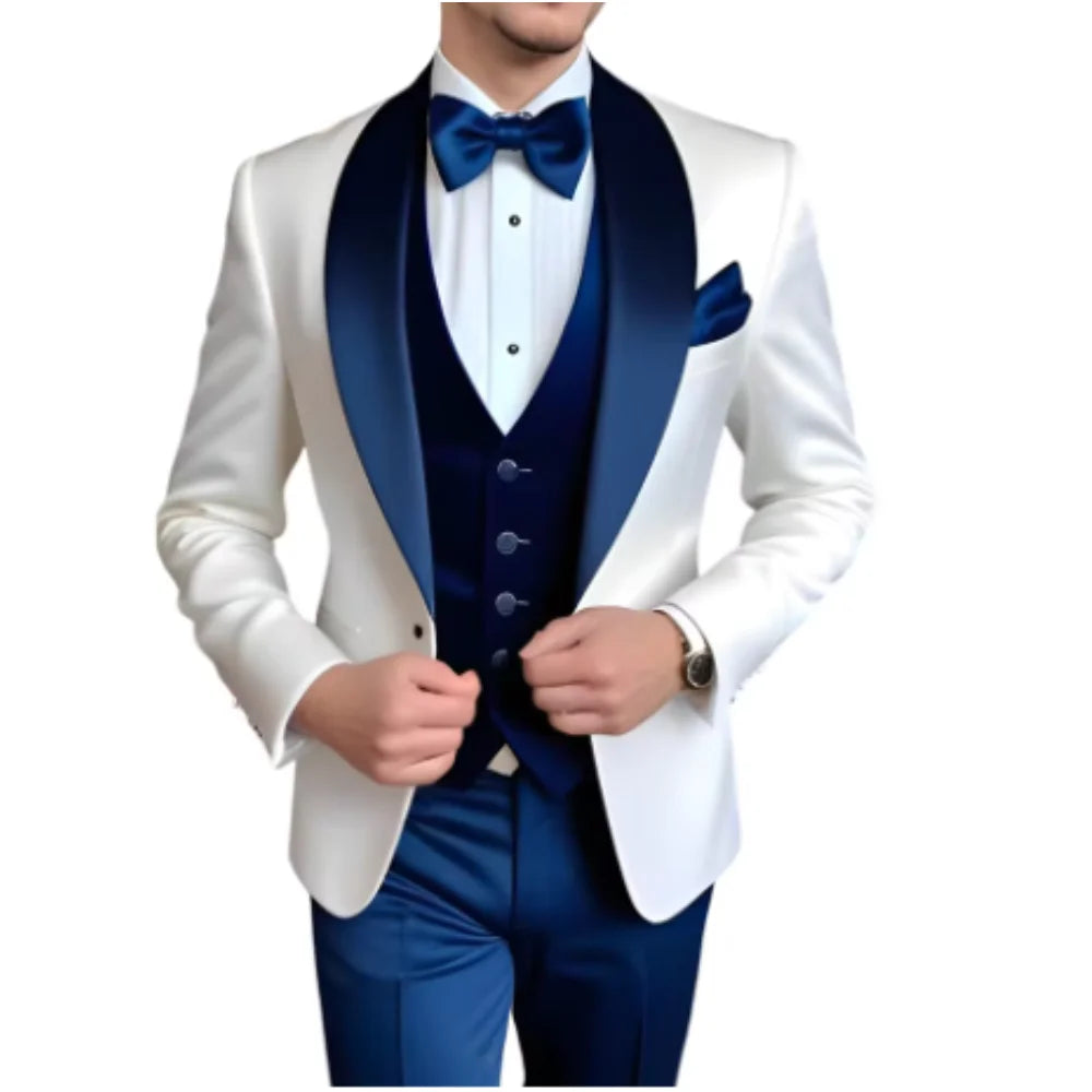 3-Piece Tuxedo with Scarf Lapel Smoking Suit LADYLYS