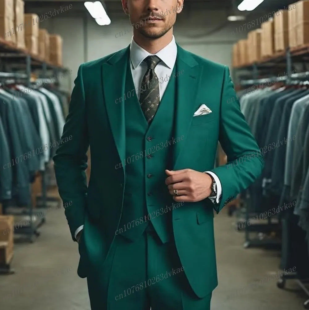 Business Male Tuxedos 3 Piece Set Jacket Vest Pants LADYLYS