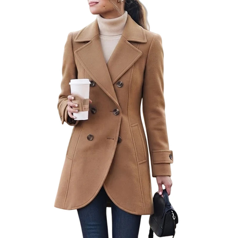 Women's Vintage Double-Breasted Jacket with Pockets