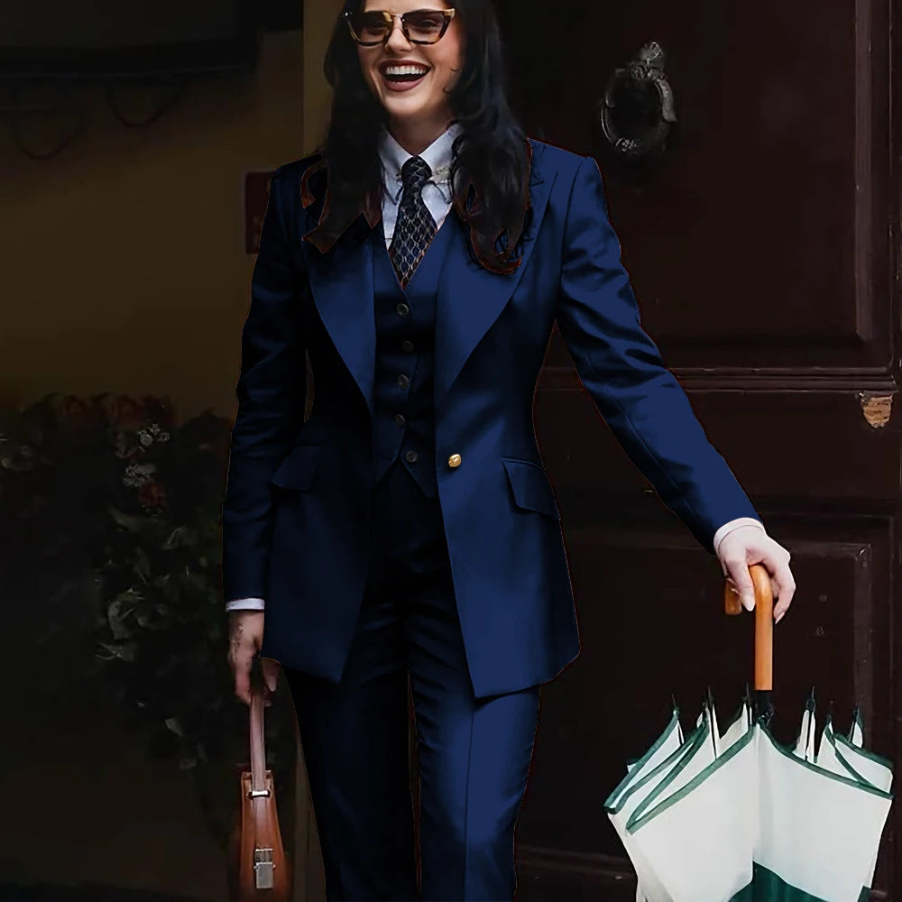 Women's Jacket Pant Sets 3Piece Suit Single Button Professional Outerwears LADYLYS