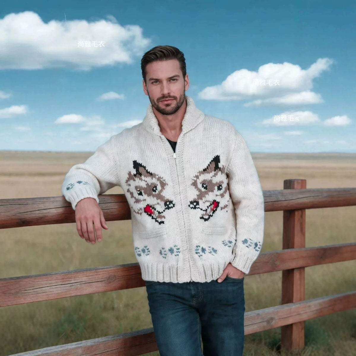 Men's Plaid Zip-Up Sweater Jacket