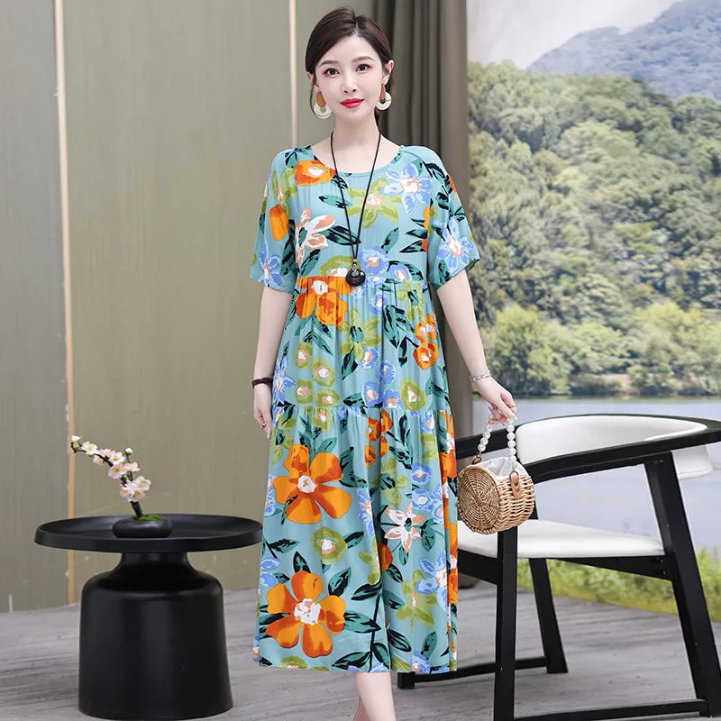 Summer Dresses Cotton Vintage Casual Print LADYLYS