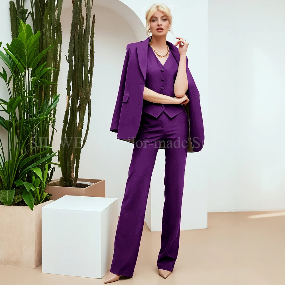 Chic Green 3-Piece Women's Suit – Slim Fit Blazer, Pants & Vest | Formal Office Set