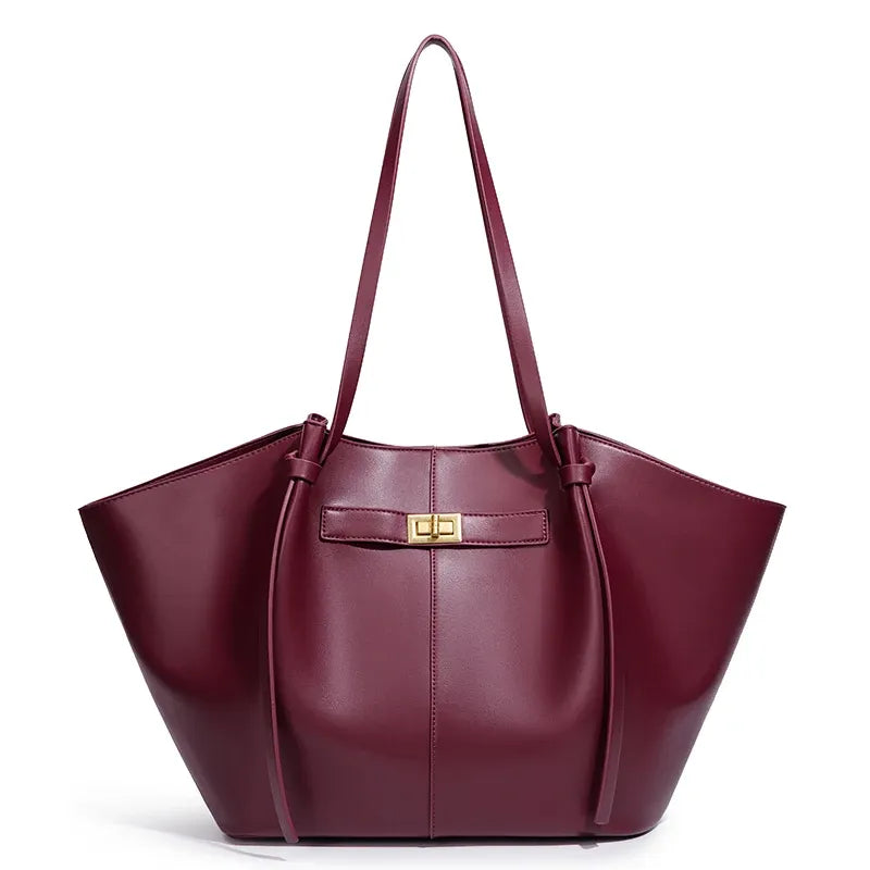 Women's Large Soft Tote Bag with Lock Detail