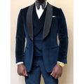 Blue Velvet 3-Piece Slim Fit Men's Suit – Jacket, Vest & Trousers