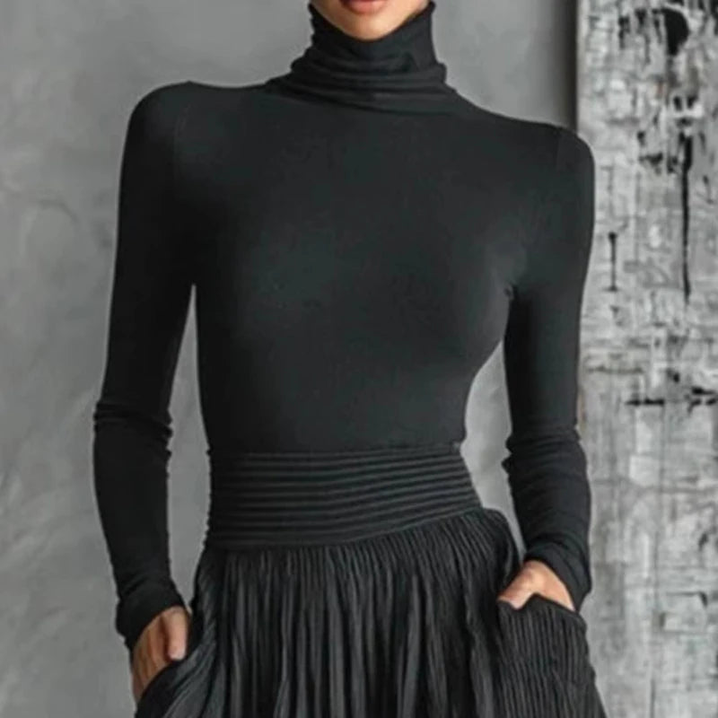 Women's French Elegant Two-Piece Skirt Set – Pleated A-Line, Bow Neck, Pockets, Split Hem