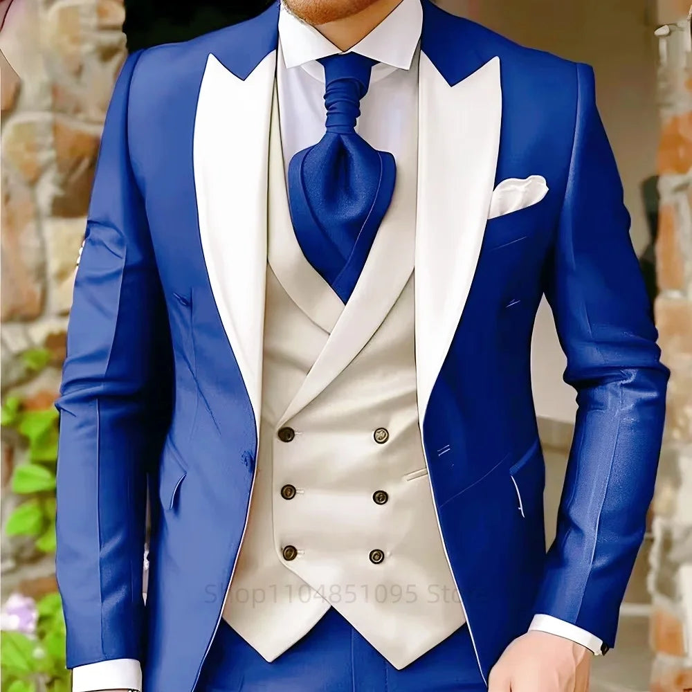 Elegant Peak Lapel Tuxedo 3-Piece Suit with Blazer Vest And Pants LADYLYS