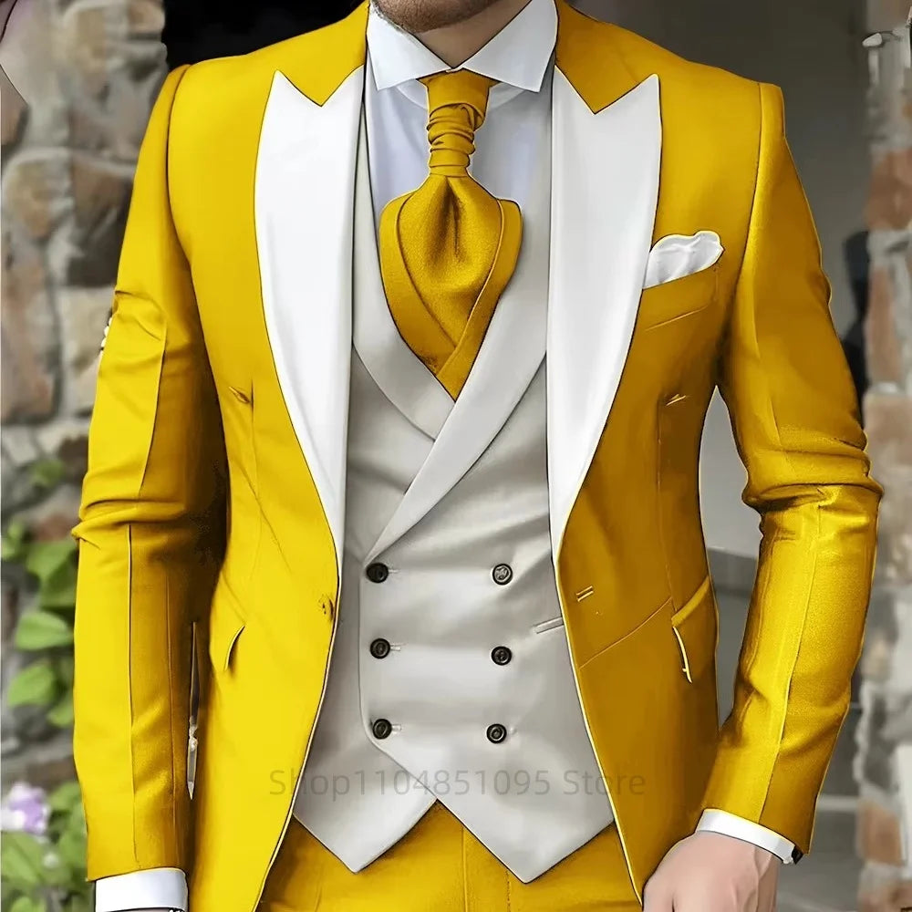 Elegant Peak Lapel Tuxedo 3-Piece Suit with Blazer Vest And Pants LADYLYS