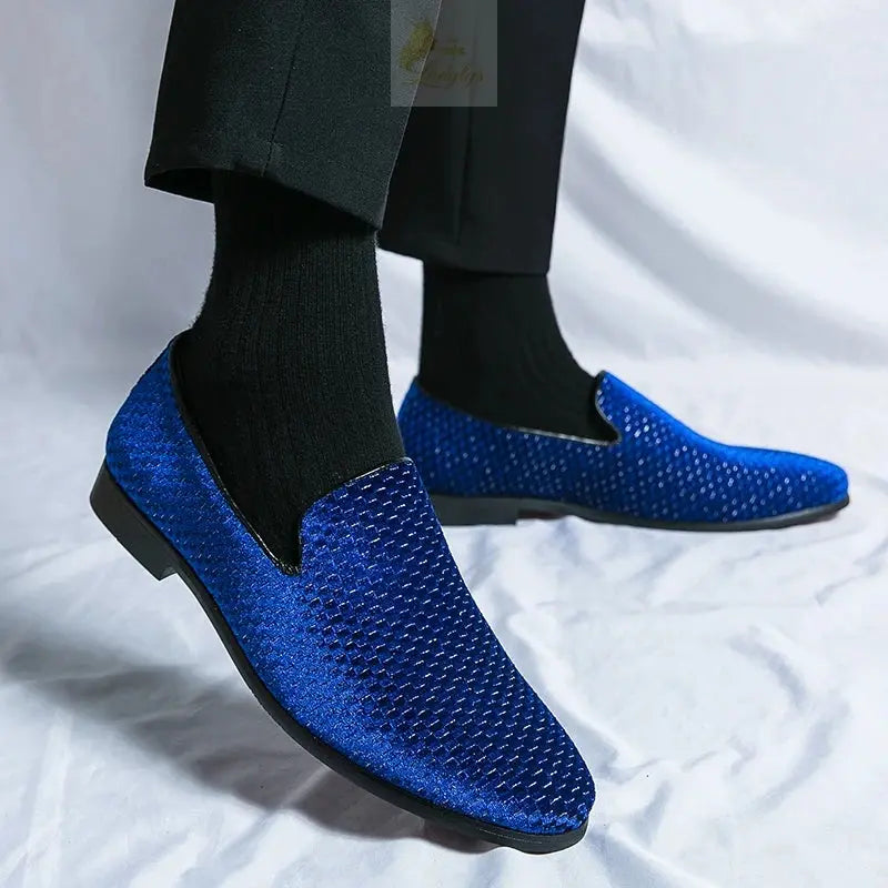 Velvet Men Loafers Luxury Brand Shoes Slip on Pointed Toe LADYLYS