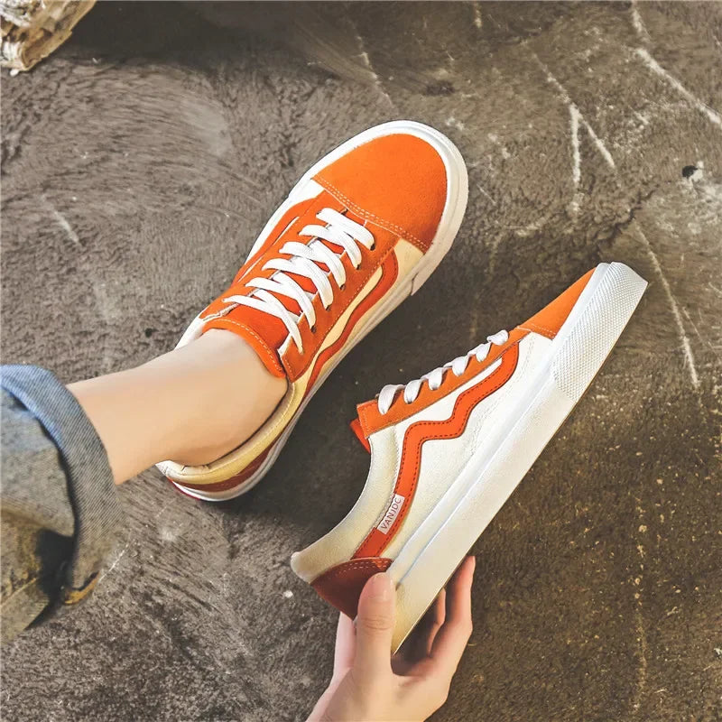 Unisex Canvas Lace-Up Sneakers – Casual Comfort Flat Walking Shoes for Women & Men