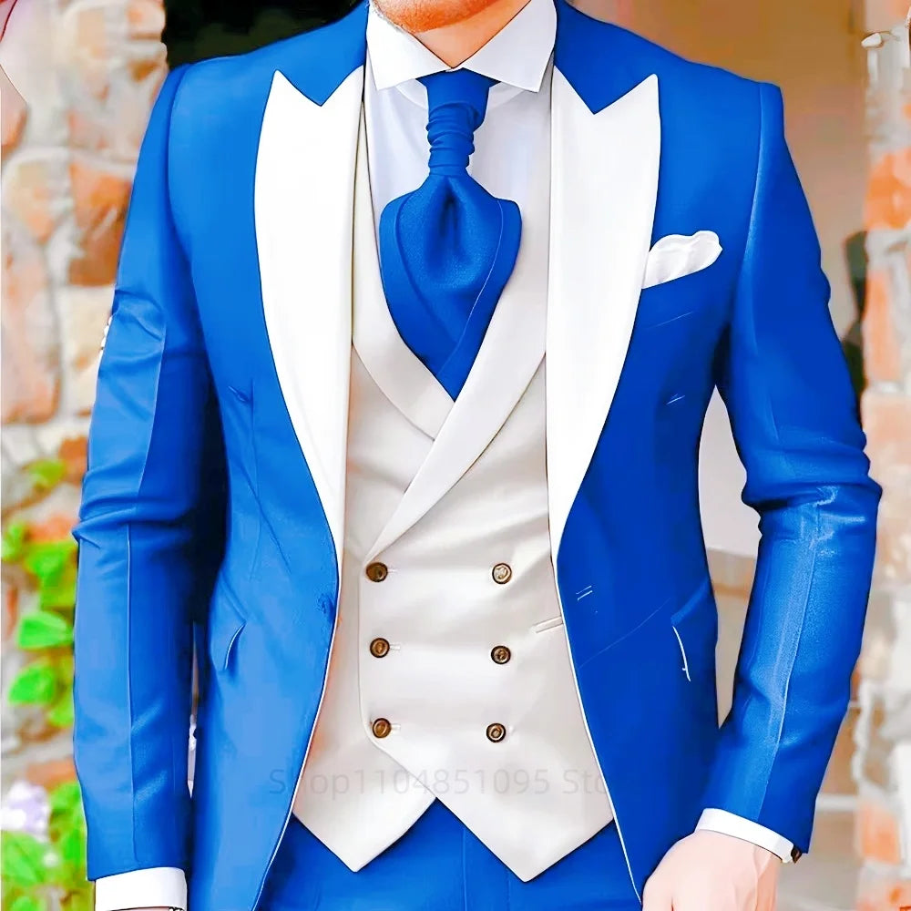 Elegant Peak Lapel Tuxedo 3-Piece Suit with Blazer Vest And Pants LADYLYS