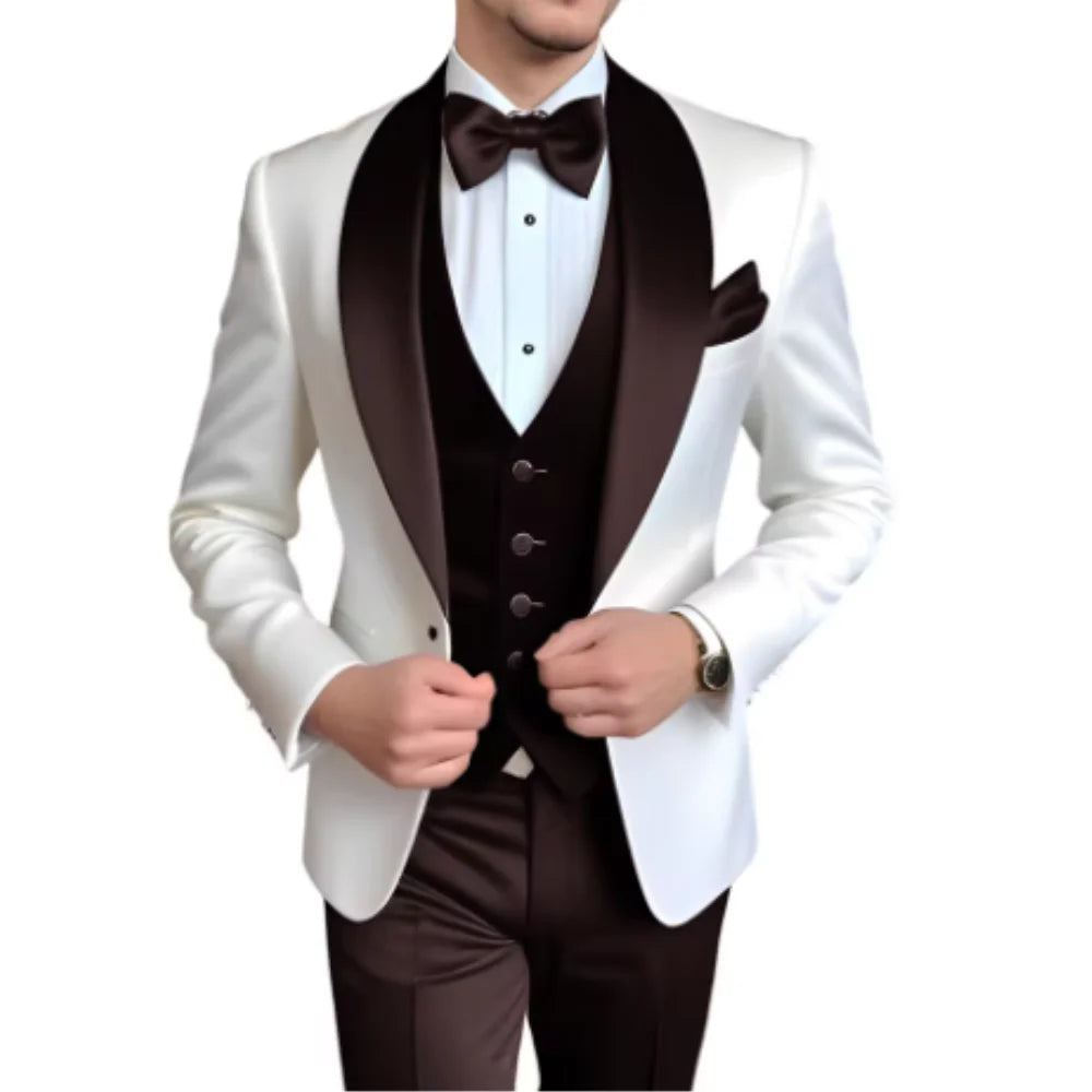 3-Piece Tuxedo with Scarf Lapel Smoking Suit LADYLYS