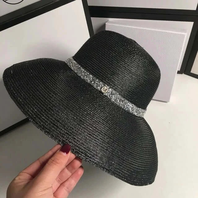 Bucket Hat Summer Hats for Women Fishing Hat Woolen Rhinestone Solid Color Basin Hat Leisure Outdoor Beach Sun Hat LADYLYS