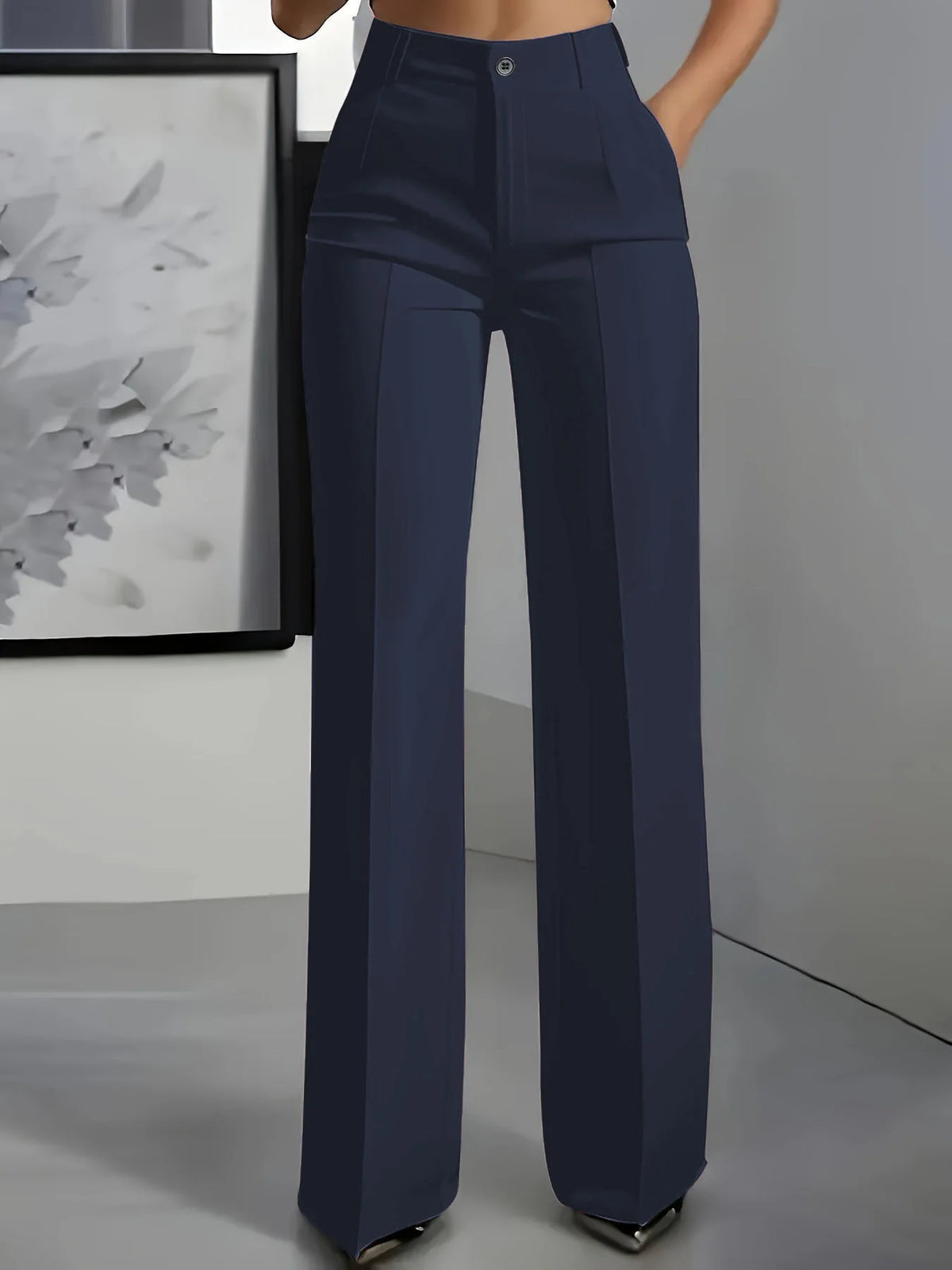 Women's High-Waisted Draped Straight-Cut Suit Trousers | Office & Workwear Fashion